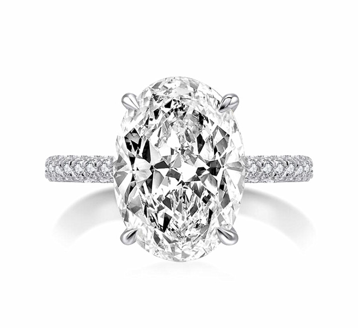 5-carat oval shaped diamond wedding rings platinum plated sterling silver ring